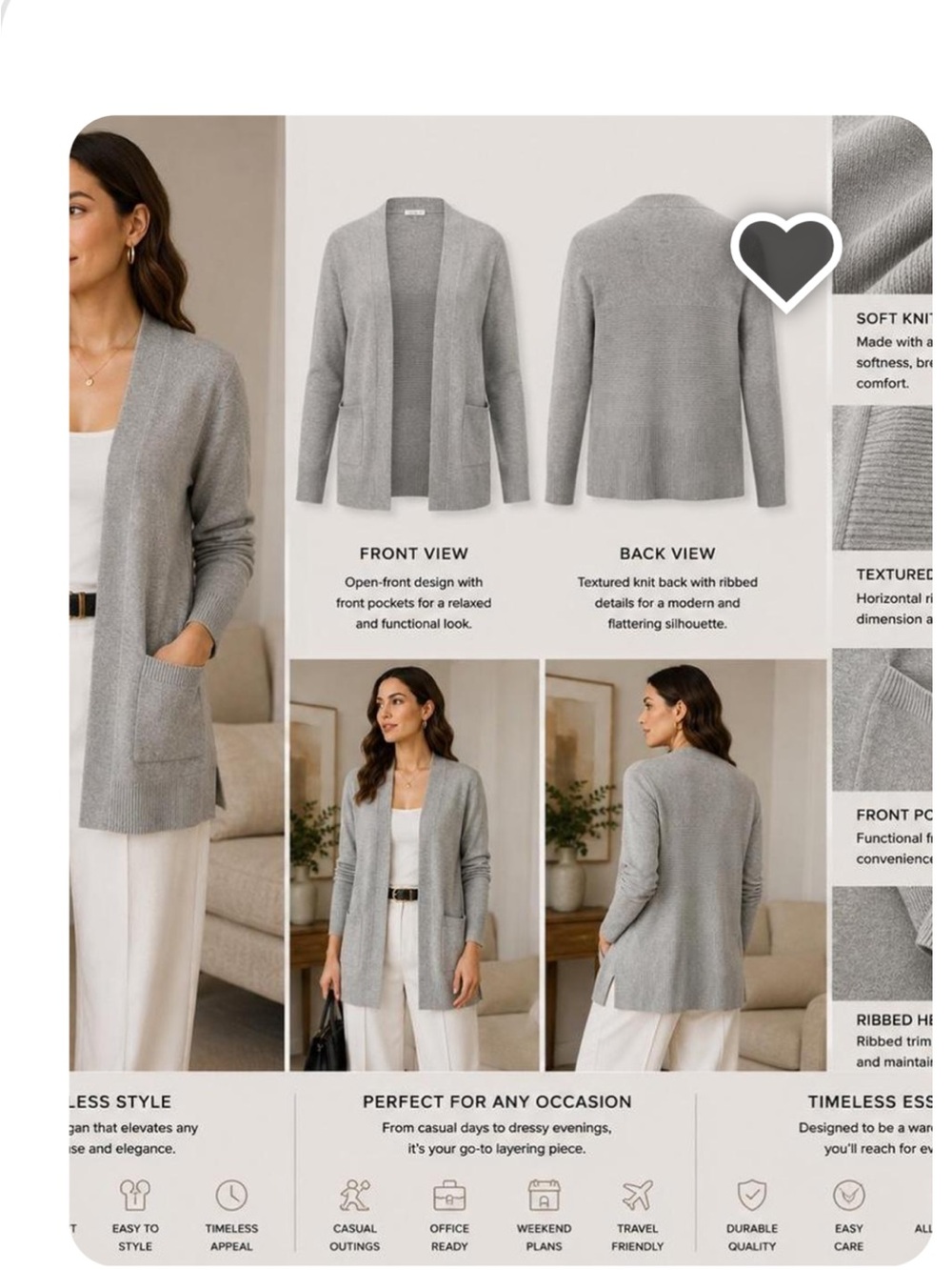Time and Tru Grey Cardigan